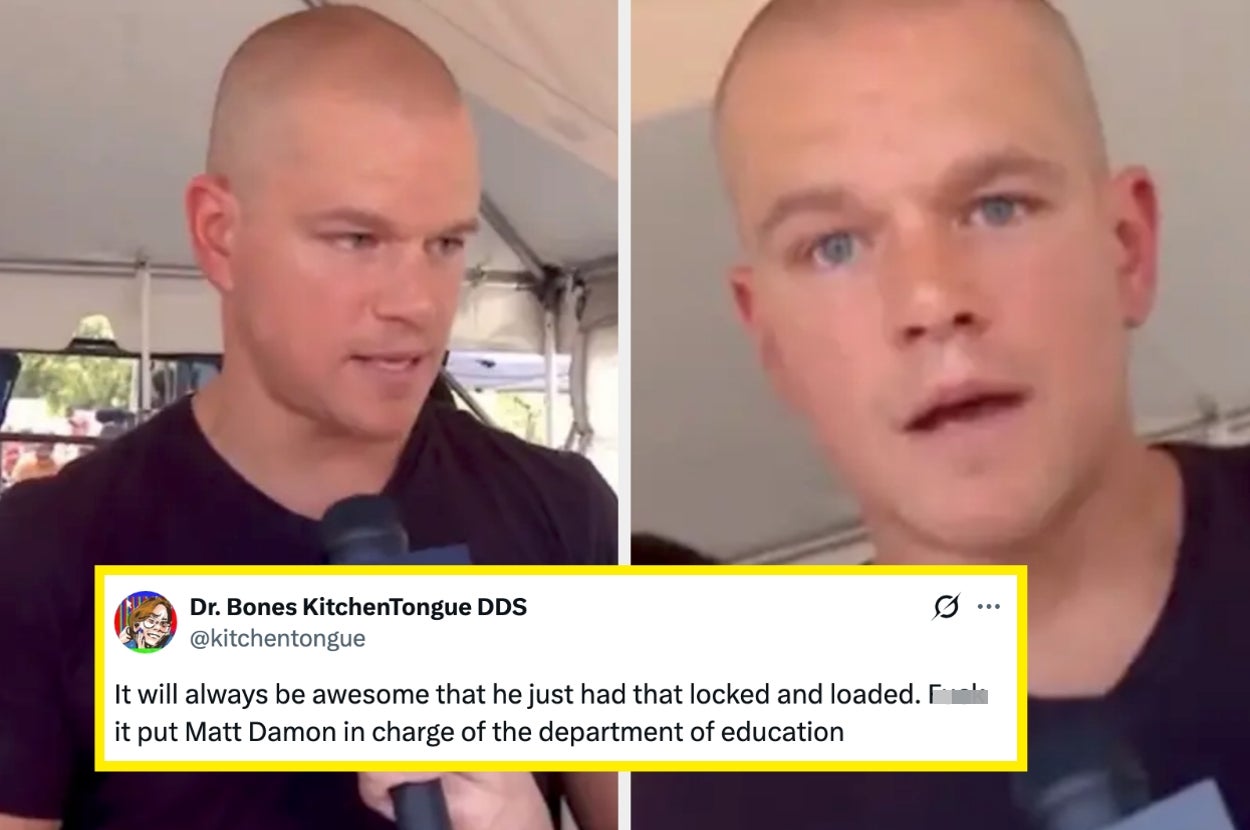 Matt Damon Is Going Viral For The Iconic Way He Shut Down A Reporter And Defended His Teacher Mom At A Rally — And Everybody’s Saying The Same Thing