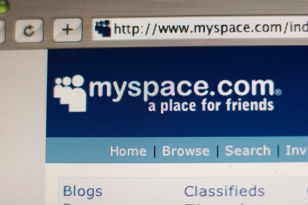 Web browser displaying the MySpace homepage