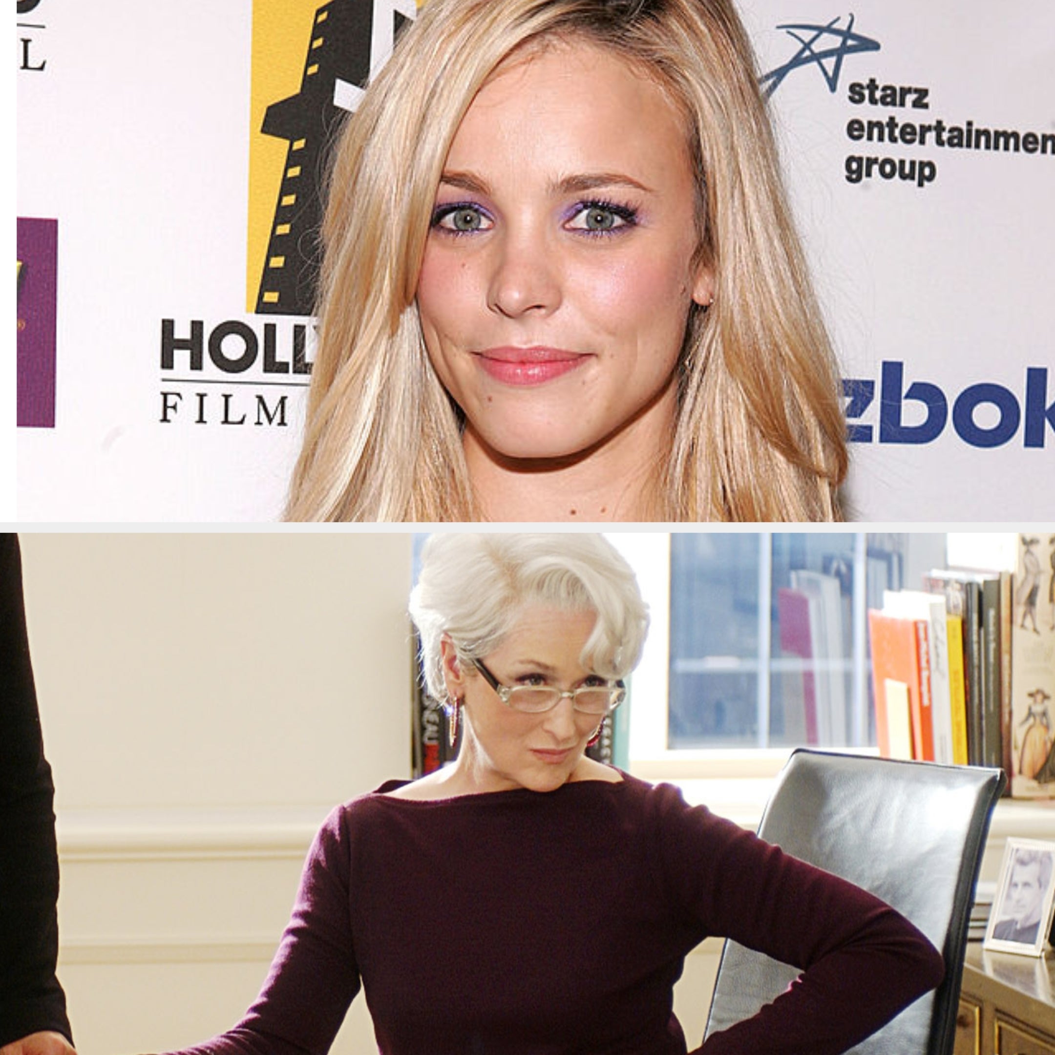Rachel McAdams in 2005; Meryl Streep in "The Devil Wears Prada"