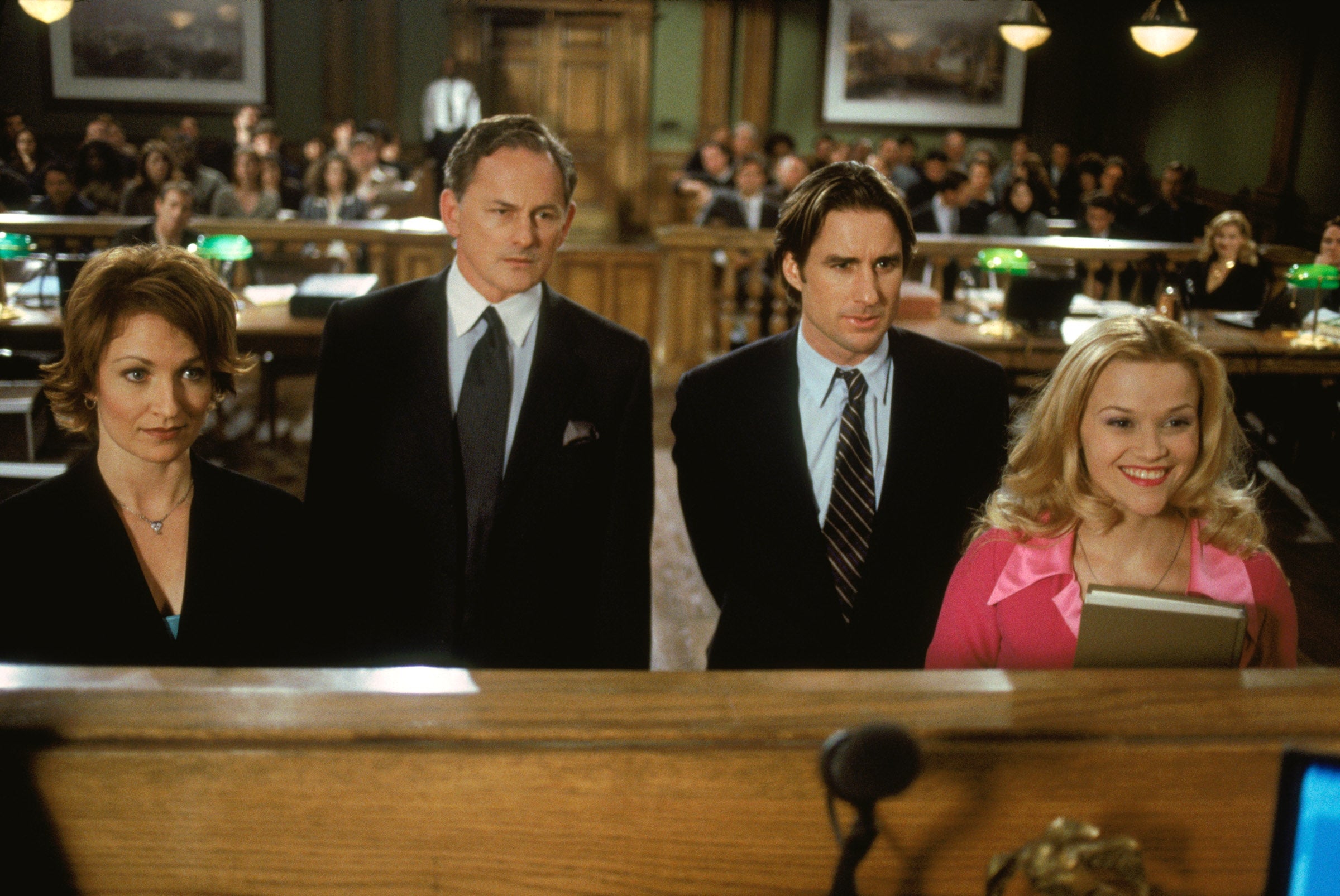 Shannon O'Hurley, Victor Garber, Luke Wilson, and Reese Witherspoon in "Legally Blonde"