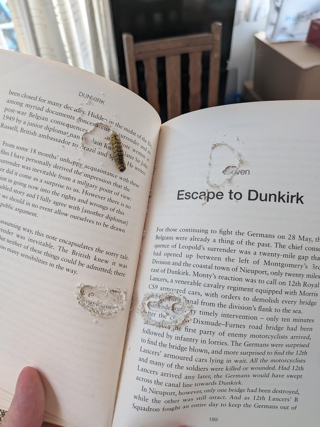 Open book with text about 