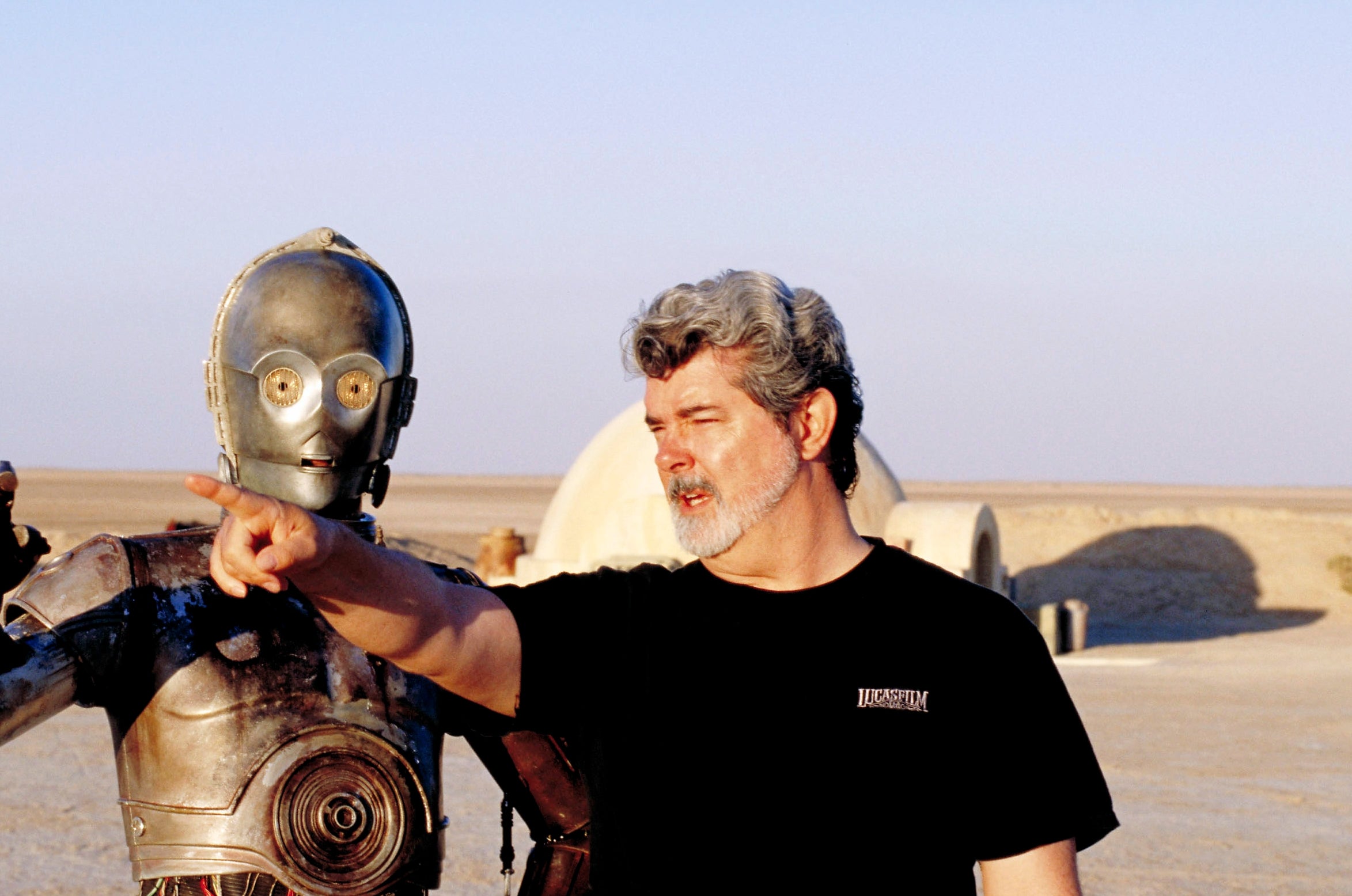 George Lucas directing the actor for C-3PO in Star Wars: Episode II