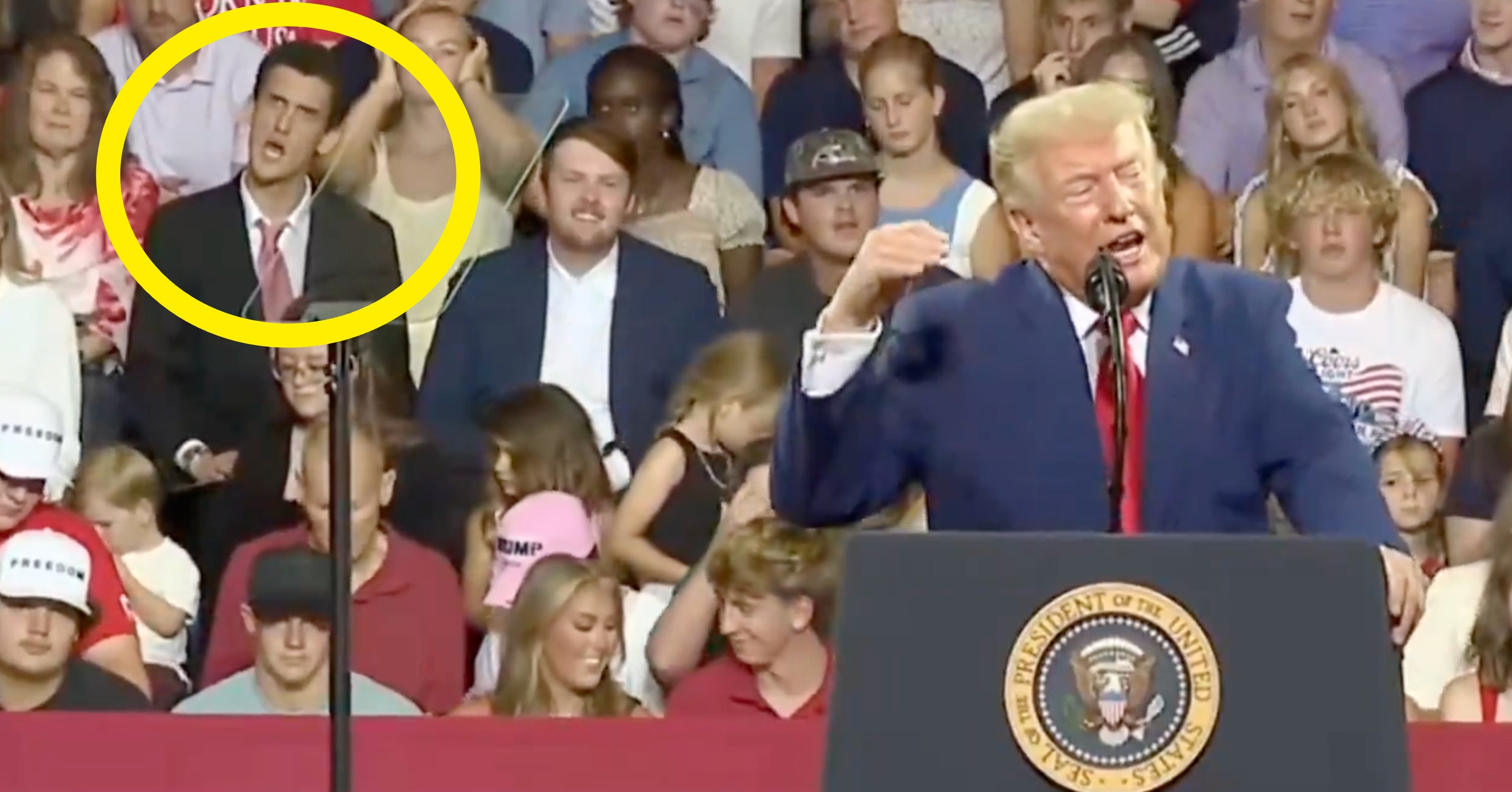 People Can't Believe This Guy Mocking Trump At His Rally Is Real