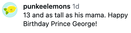 Comment noting Prince George is 13 and arsenic  gangly  arsenic  his mother, wishing him a blessed  birthday