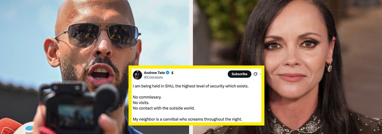 After Andrew Tate Complained About Jail, Christina Ricci's 4-Word Response Is Going Viral