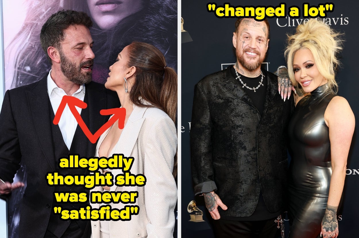 Ben Affleck talking to Jennifer Lopez on the red carpet vs Jelly Roll and Bunnie Xo on the red carpet