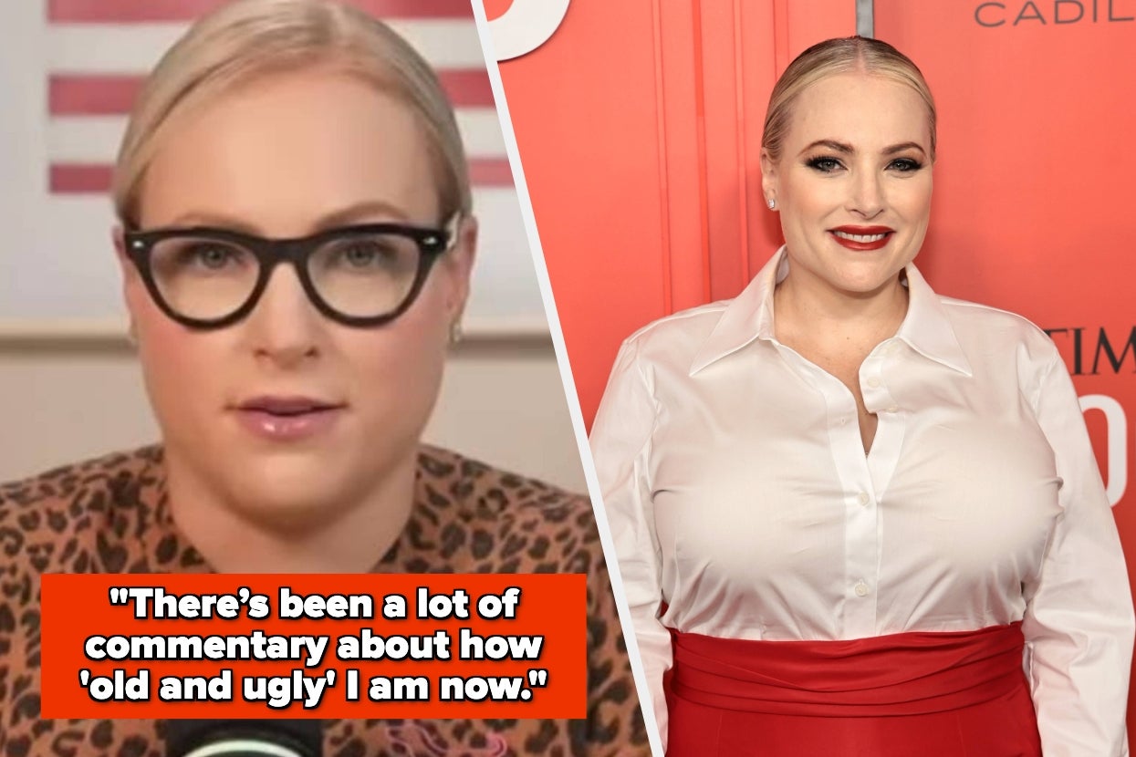 Meghan McCain in glasses and a leopard print top vs Meghan McCain in a long sleeve blouse and a skirt on the red carpet
