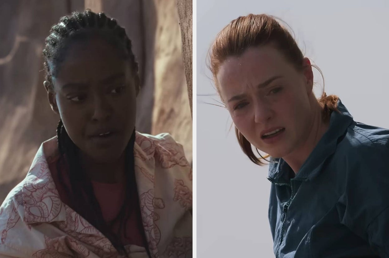 Split image of Arsema Thomas and Harriet Slater in "Fall 2: Deadpoint"