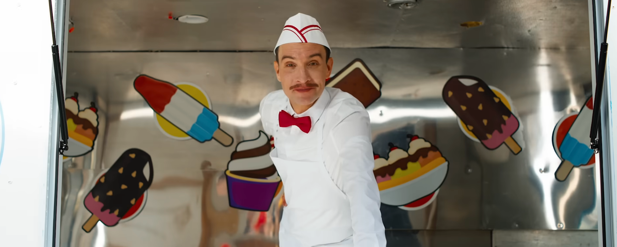 A person dressed as an ice cream man