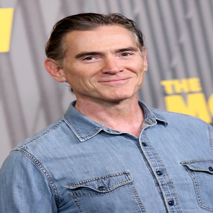 Person in casual denim shirt at a "The Morning Show" event
