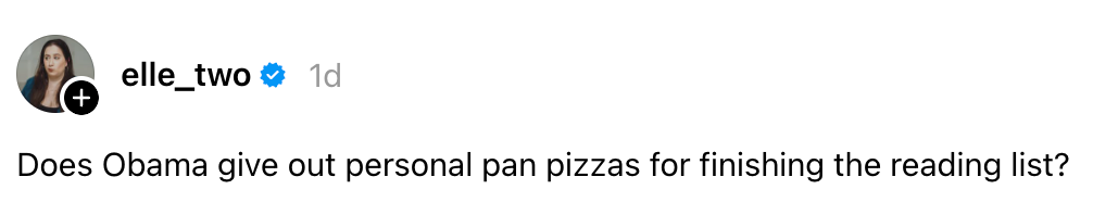Sosiale medier legger ut spørsmål om Obama belønner lesing med personlige pizzaer