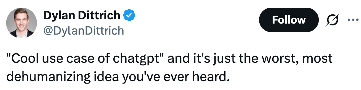 En tweet av Dylan Dittrich lyder: