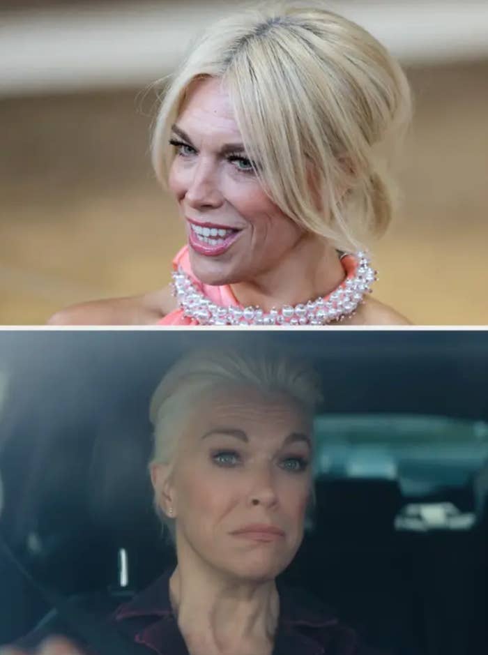 Two images of Hannah: At an event and in a TV scene