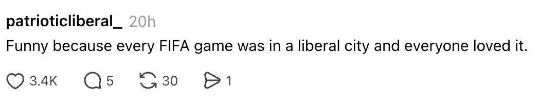 Innlegg på sosiale medier av "patrioticliberal__" lyder: