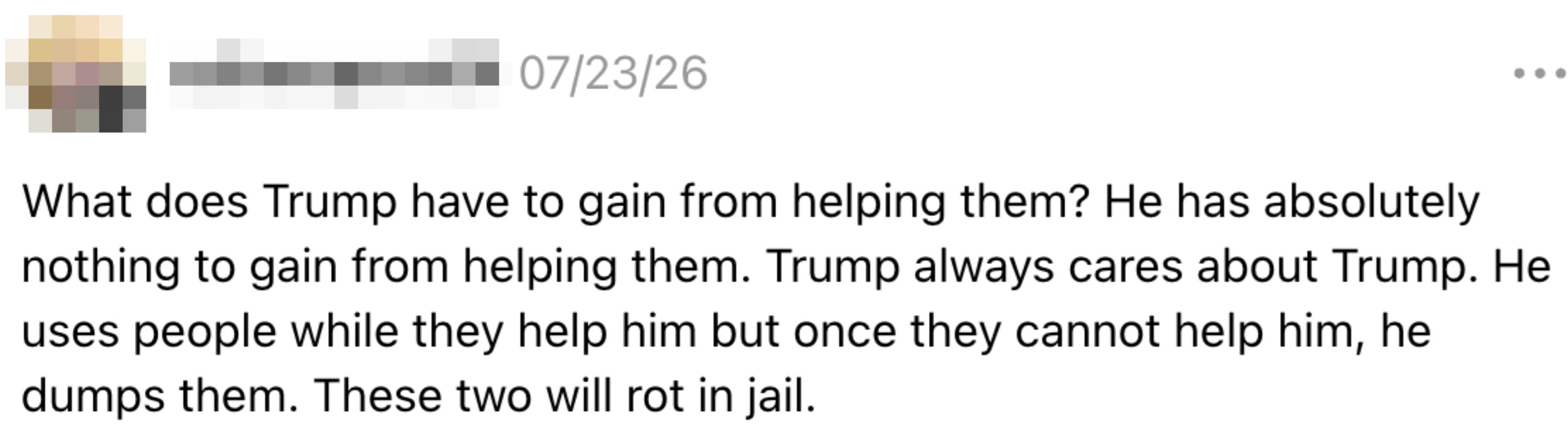Kommentar som stiller spørsmål ved Trumps motiver, og antyder at han prioriterer personlig vinning og forutsier konsekvenser for uspesifiserte individer