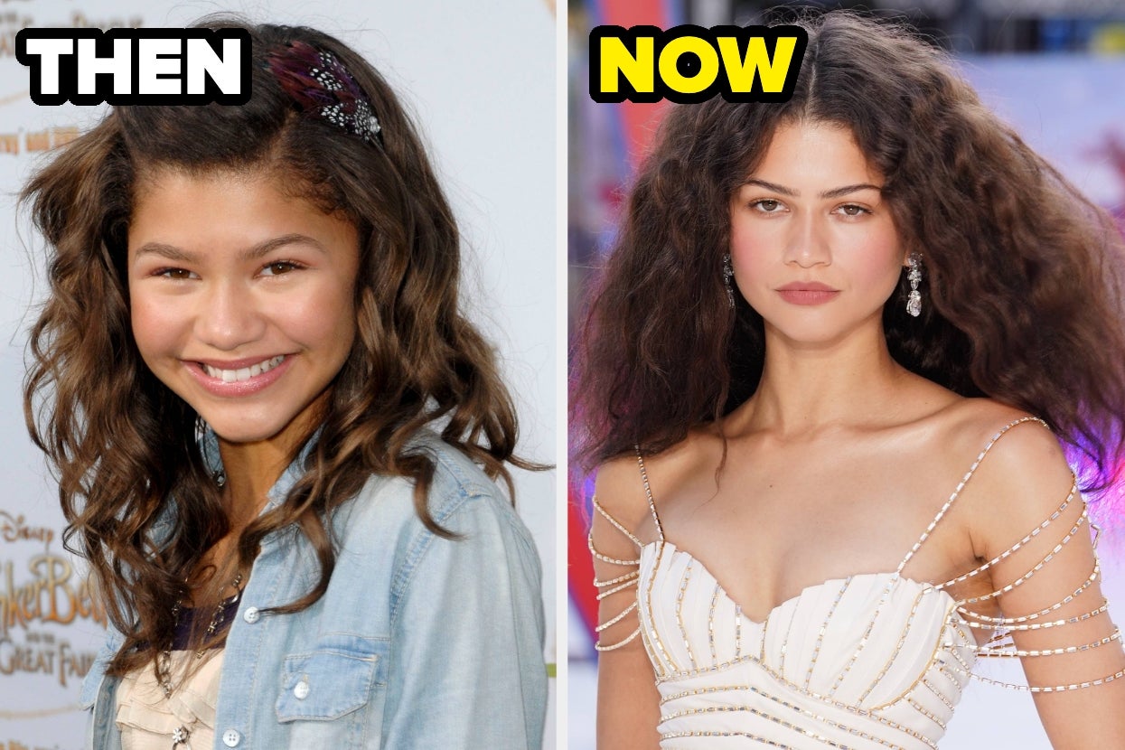 Split image of Zendaya then vs. now