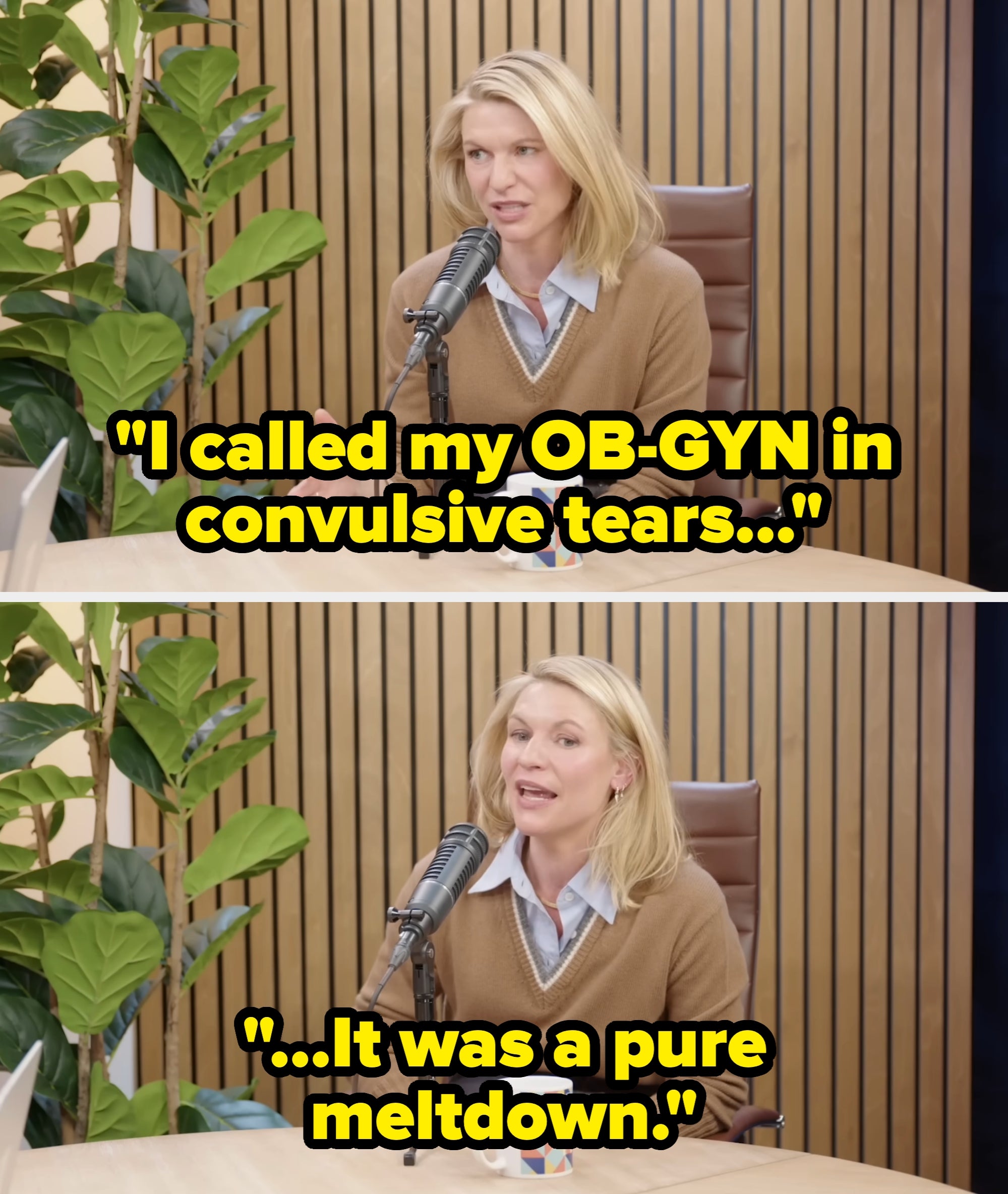 Claire speaking on a podcast