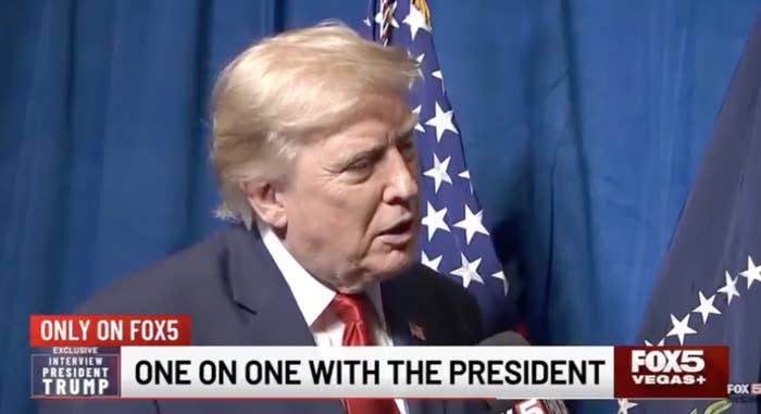 A man is speaking into a microphone in front of U.S. flags. The screen text reads: "ONE ON ONE WITH THE PRESIDENT."