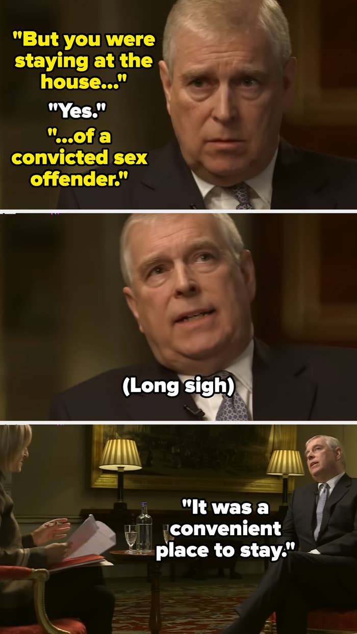 A man in an interview format discussing his stay at a convicted sex offender's house, highlighting his response and expression