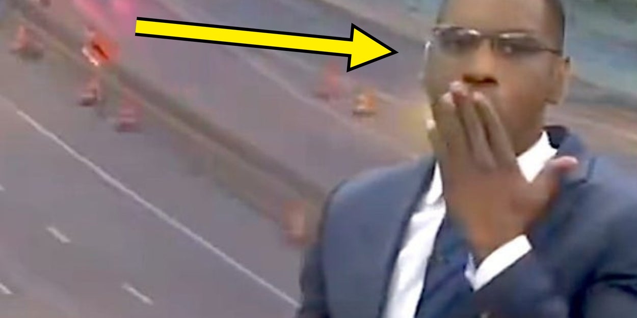 Traffic Reporter's Near-Slip On Live TV