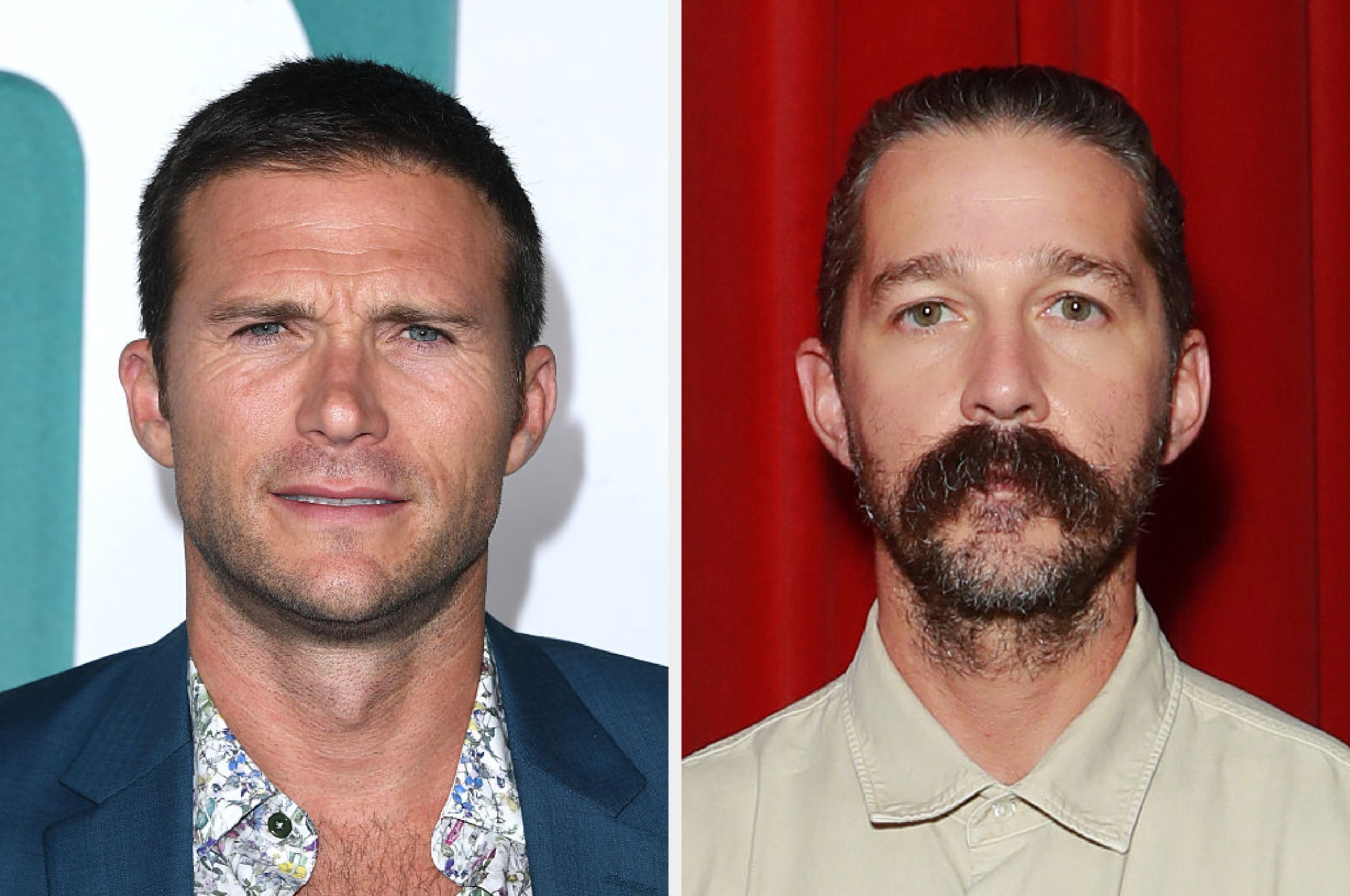 Scott Eastwood and Shia LaBeouf side by side at separate events