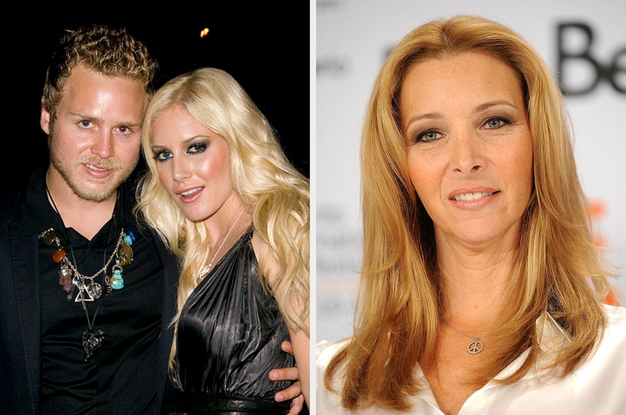 Spencer Pratt and Heidi Montag next to an image of Lisa Kudrow