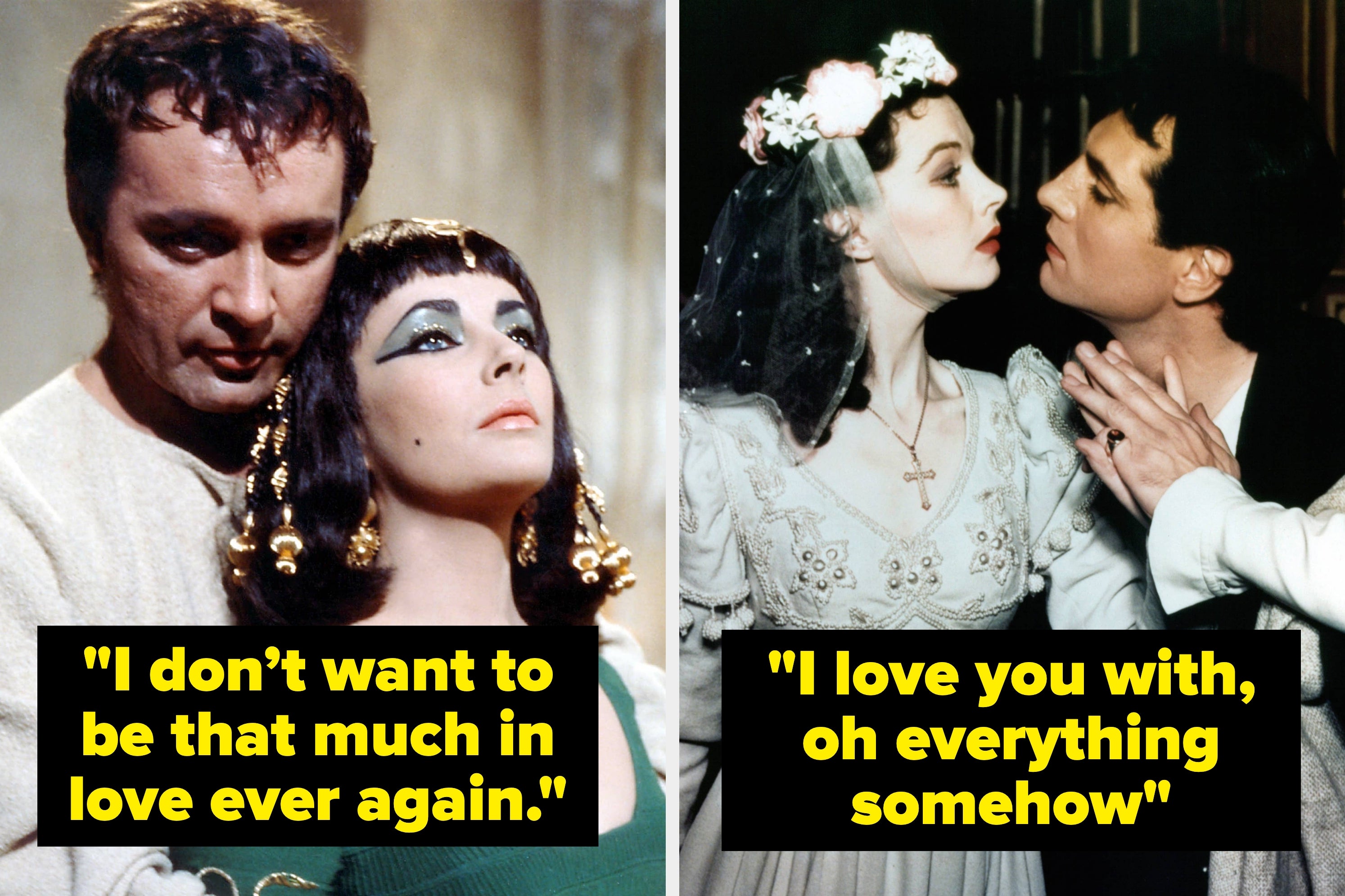 Elizabeth Taylor and Richard Burton during the filming of Cleopatra in 1963
