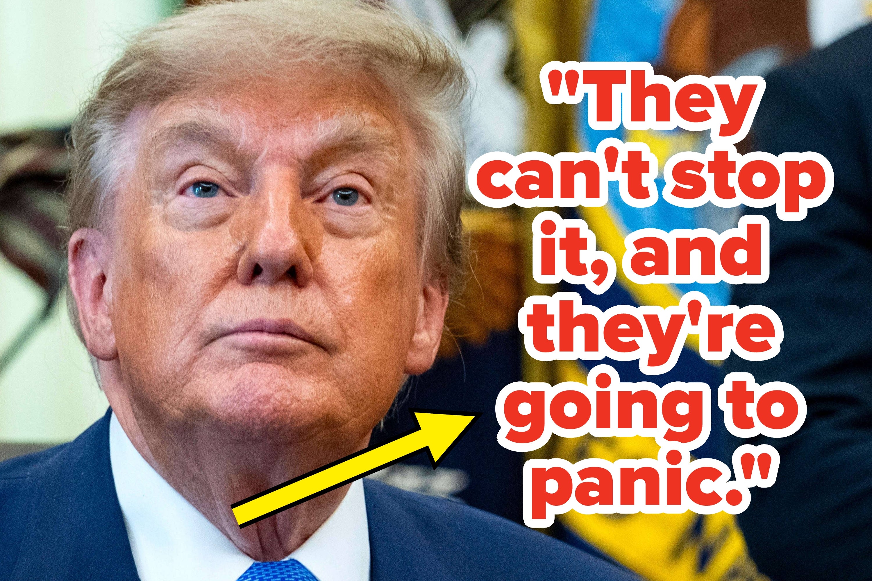 A man sitting indoors with a serious expression. Text beside him reads, "Let me just say that stranger things have happened."