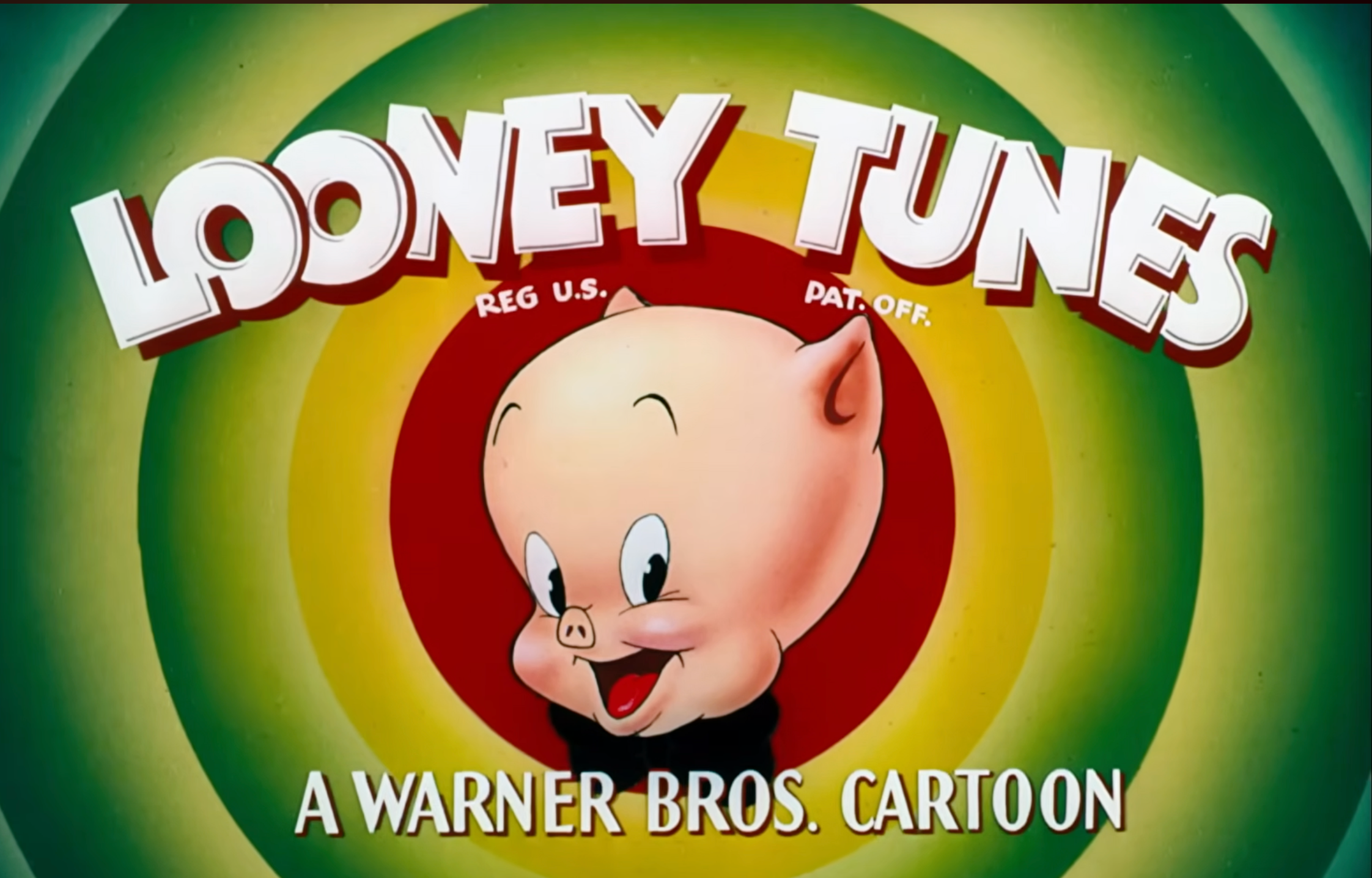 Looney Tunes logo featuring Porky Pig centered with the text "A Warner Bros. Cartoon."