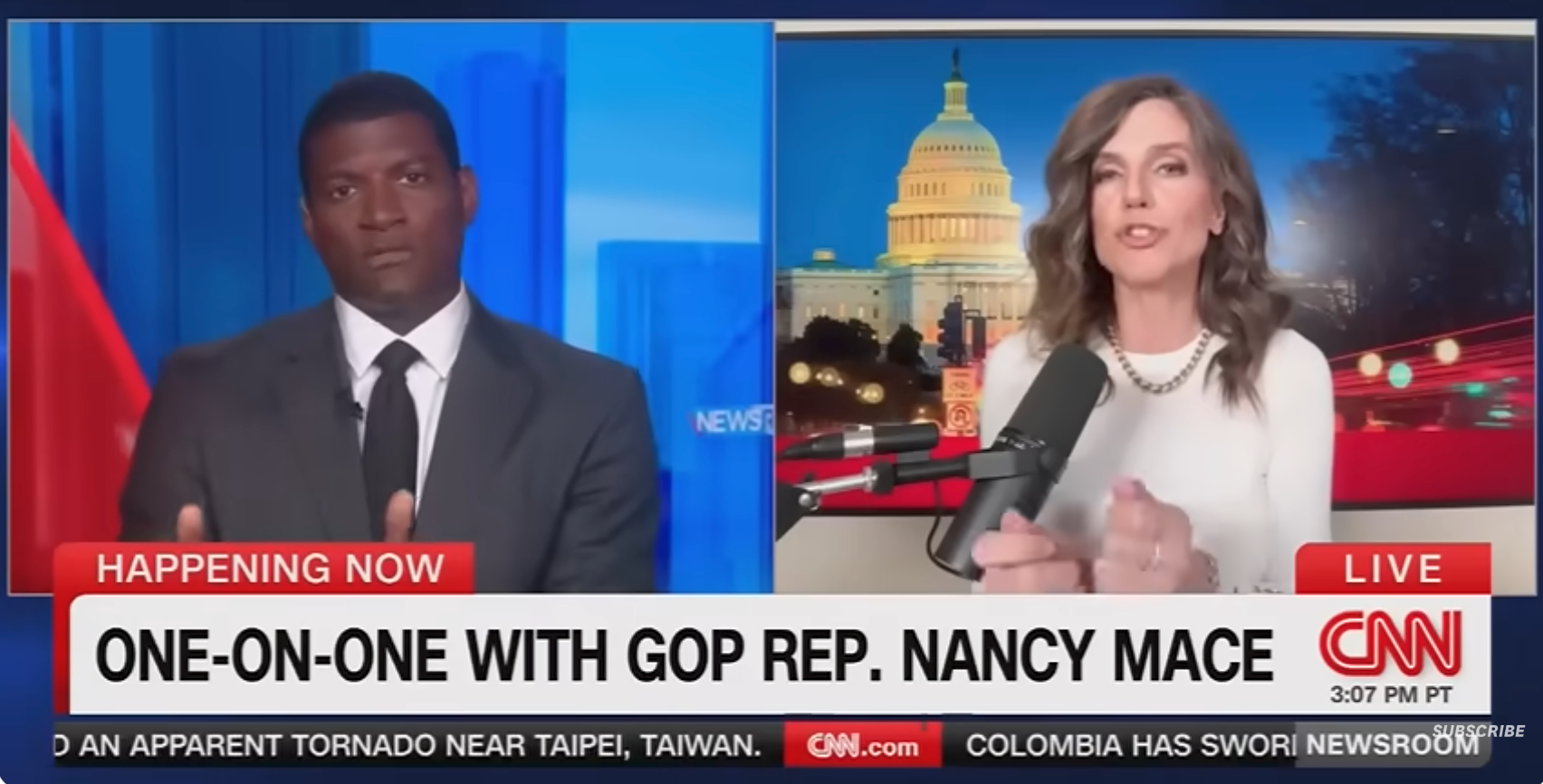CNN-sending: Vert intervjuer GOP-representant Nancy Mace om aktuelle politiske emner, med Capitol-bygningen i bakgrunnen