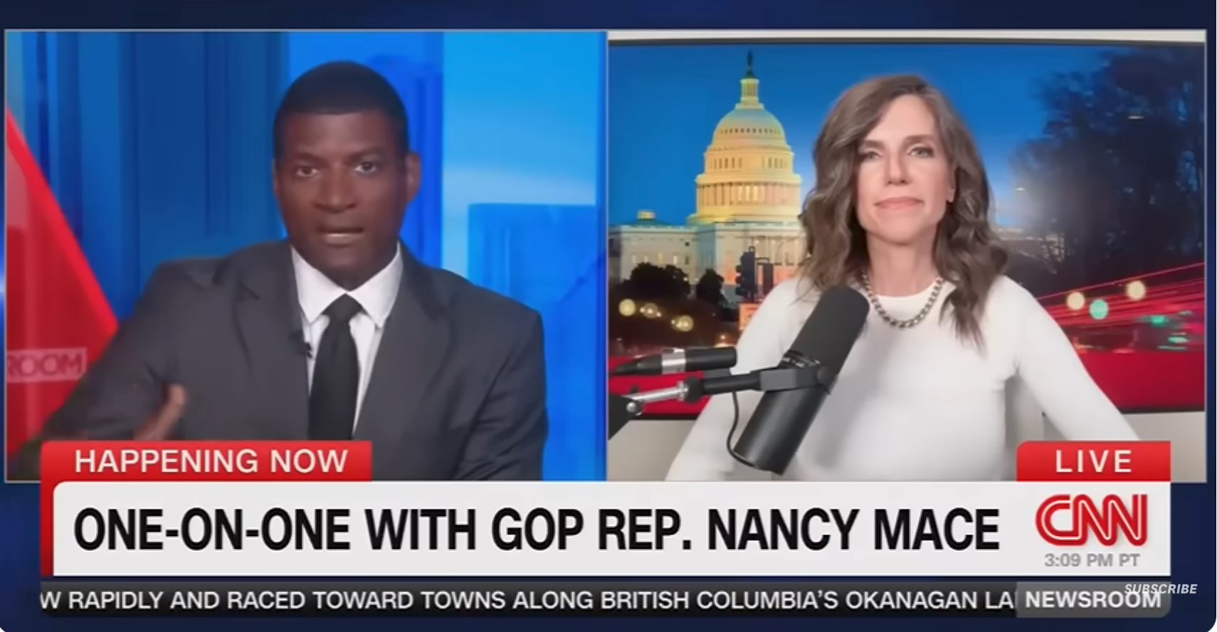 TV-intervju på CNN med GOP-representant Nancy Mace som diskuterer aktuelle hendelser