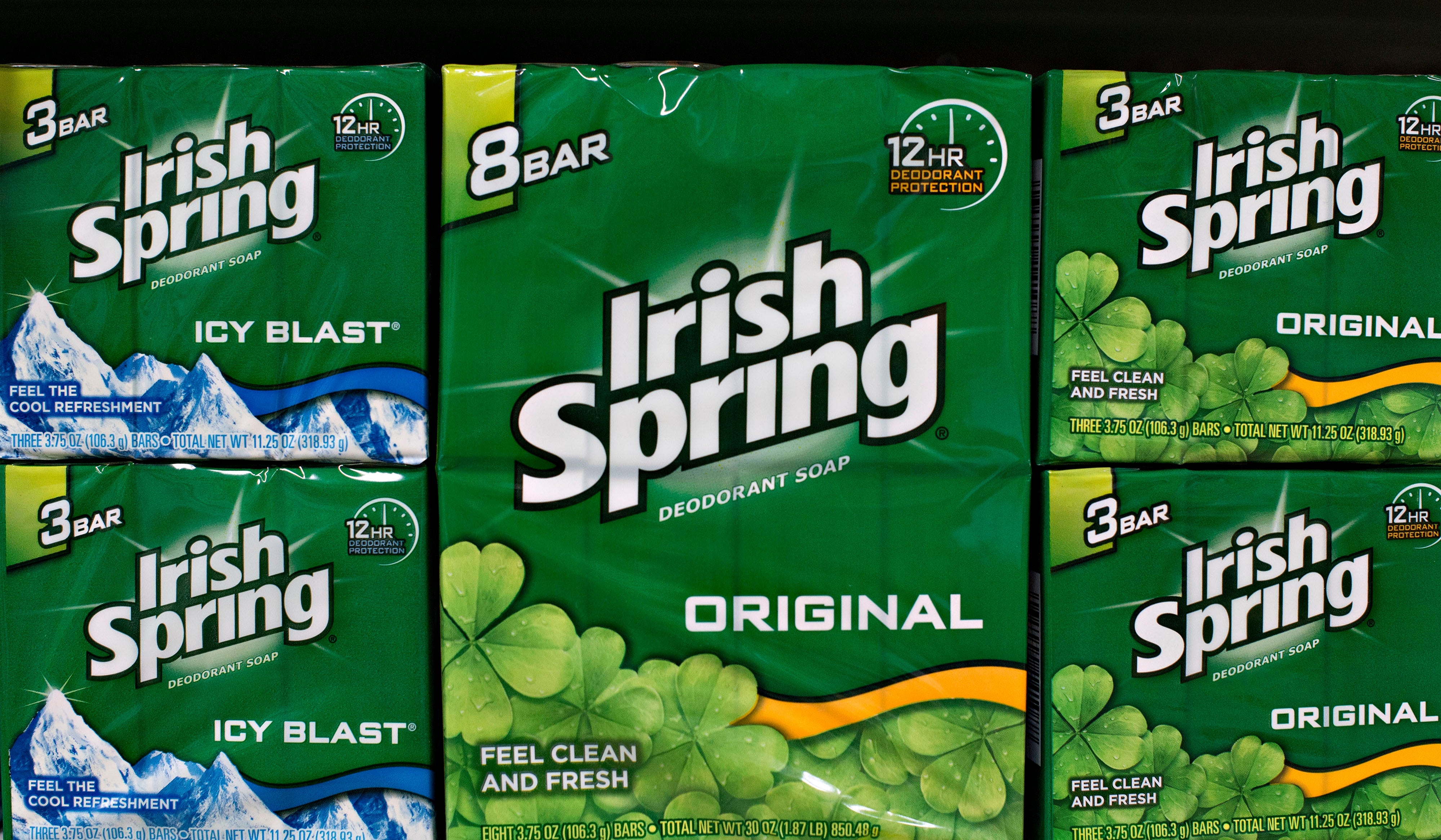 Icy Blast and Original. The packages item the soap's refreshing and deodorant features