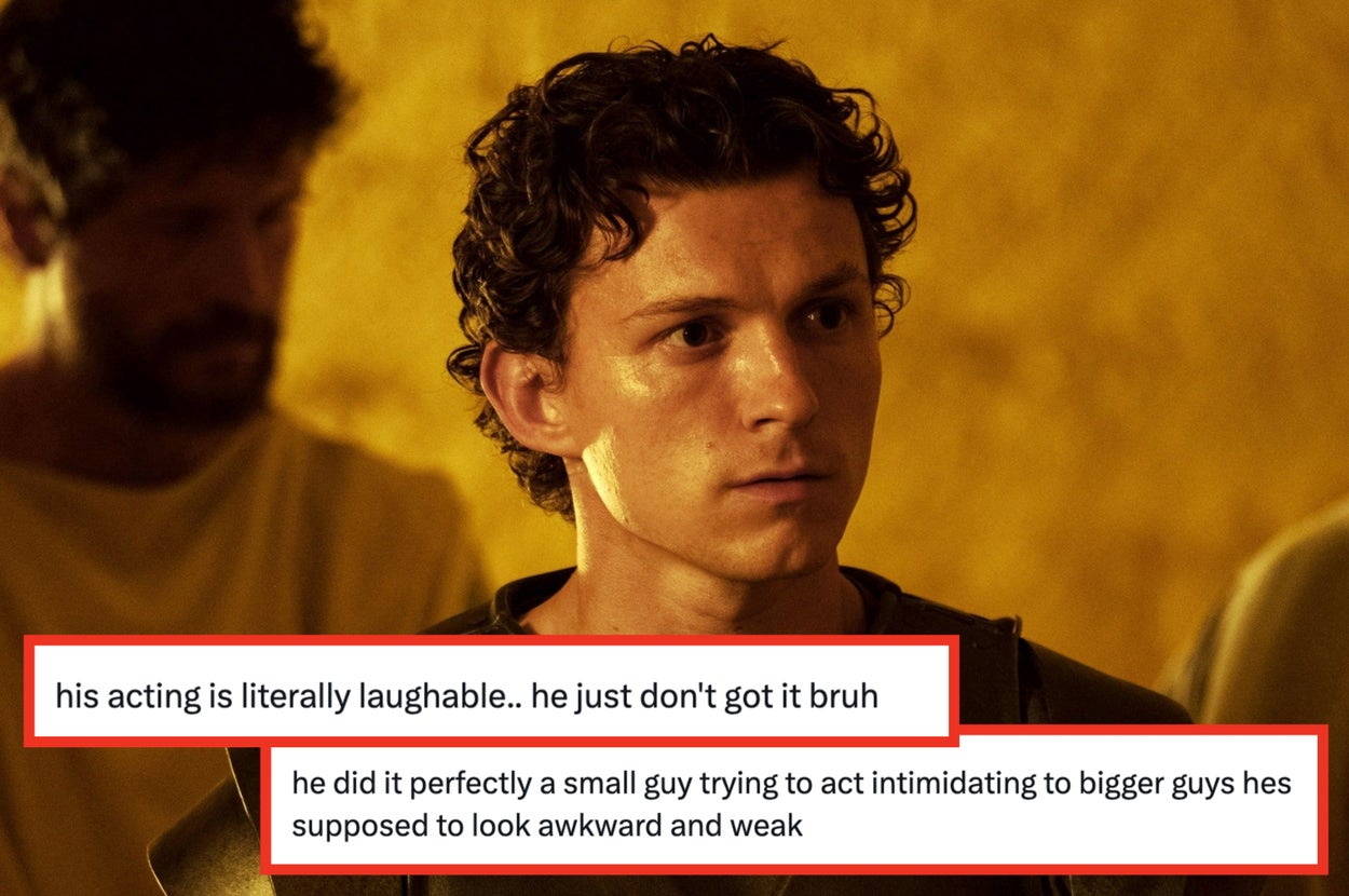 Tom Holland in "The Odyssey." Text debates his acting