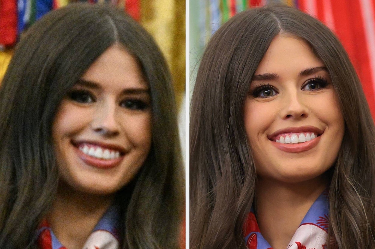 Person with long hair smiling in close-up shots, wearing a patterned scarf