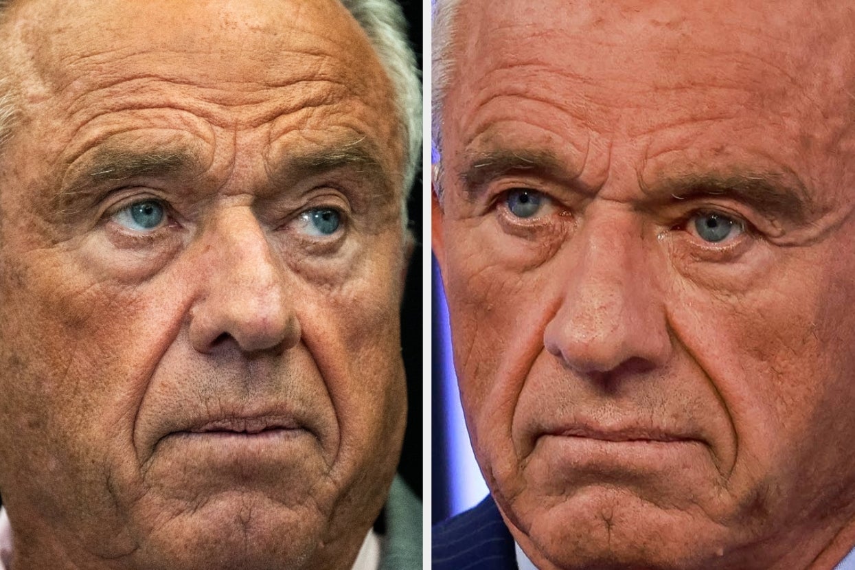 Two older individuals with serious expressions. The image features close-ups showing detailed facial features and expressions