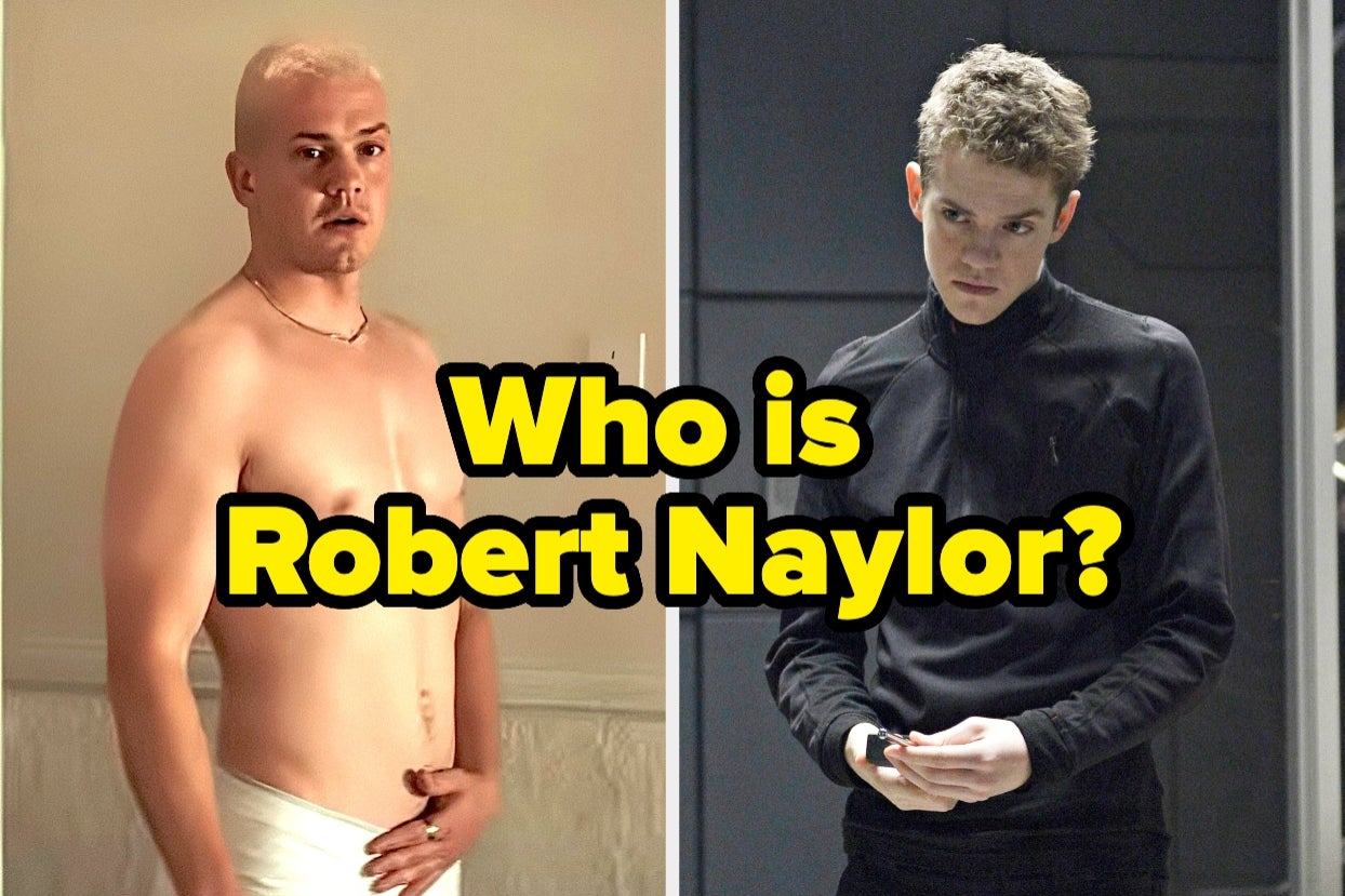 Text: "Who is Robert Naylor?" Above is a side-by-side of two people, suggesting transformations or different looks