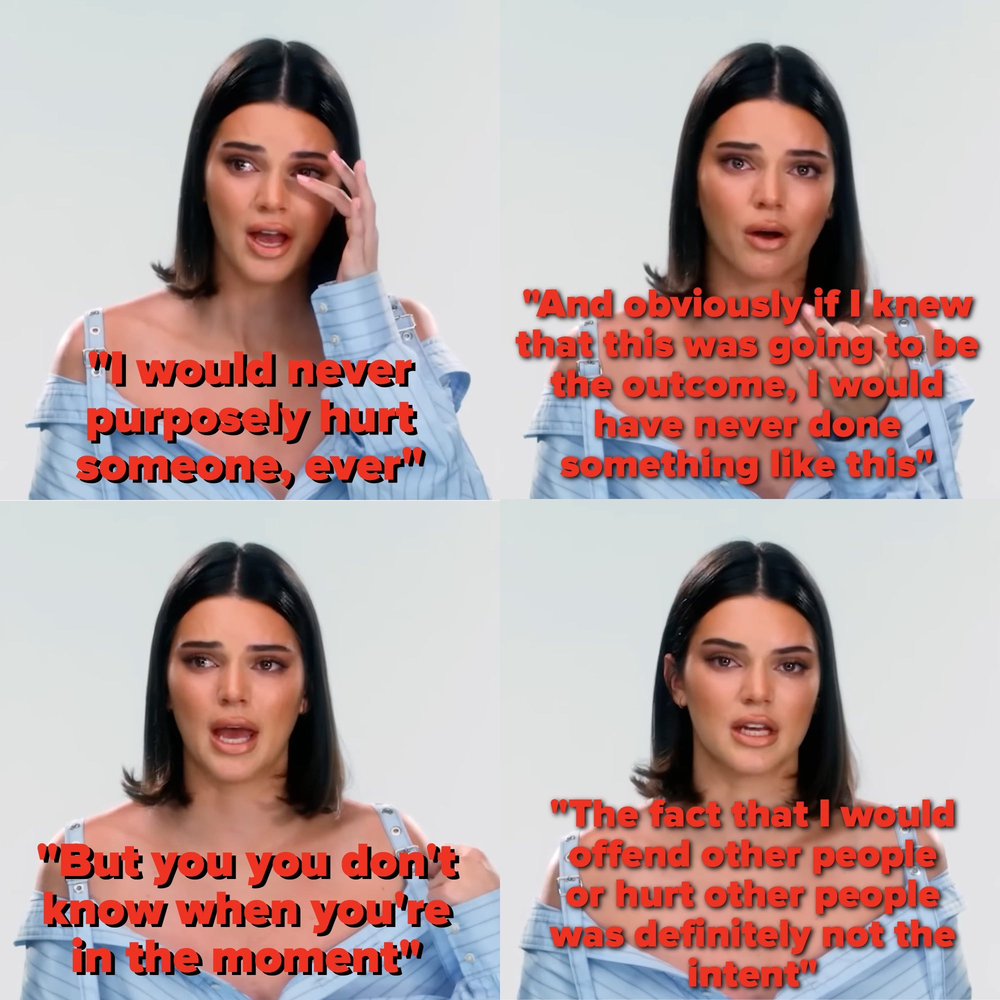 Kendall Jenner is captured in an emotional state, expressing her regret over participating in the infamous 2017 Pepsi Ad.