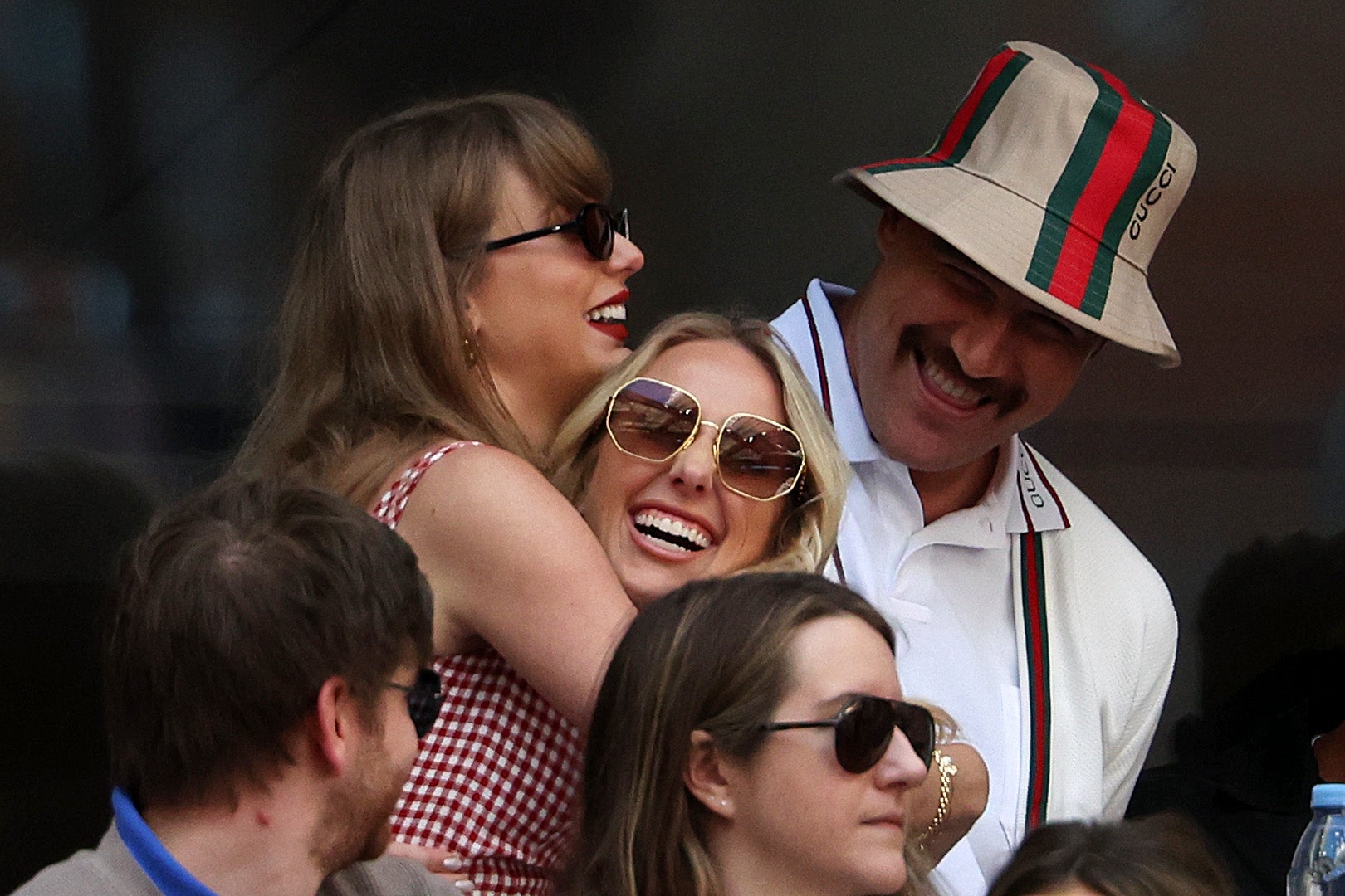 Taylor Swift hugs Brittany Mahomes at the Men's Singles Final match of the U.S Open.