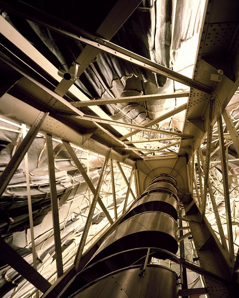 Interior view, looking upward inside the Statue of Liberty