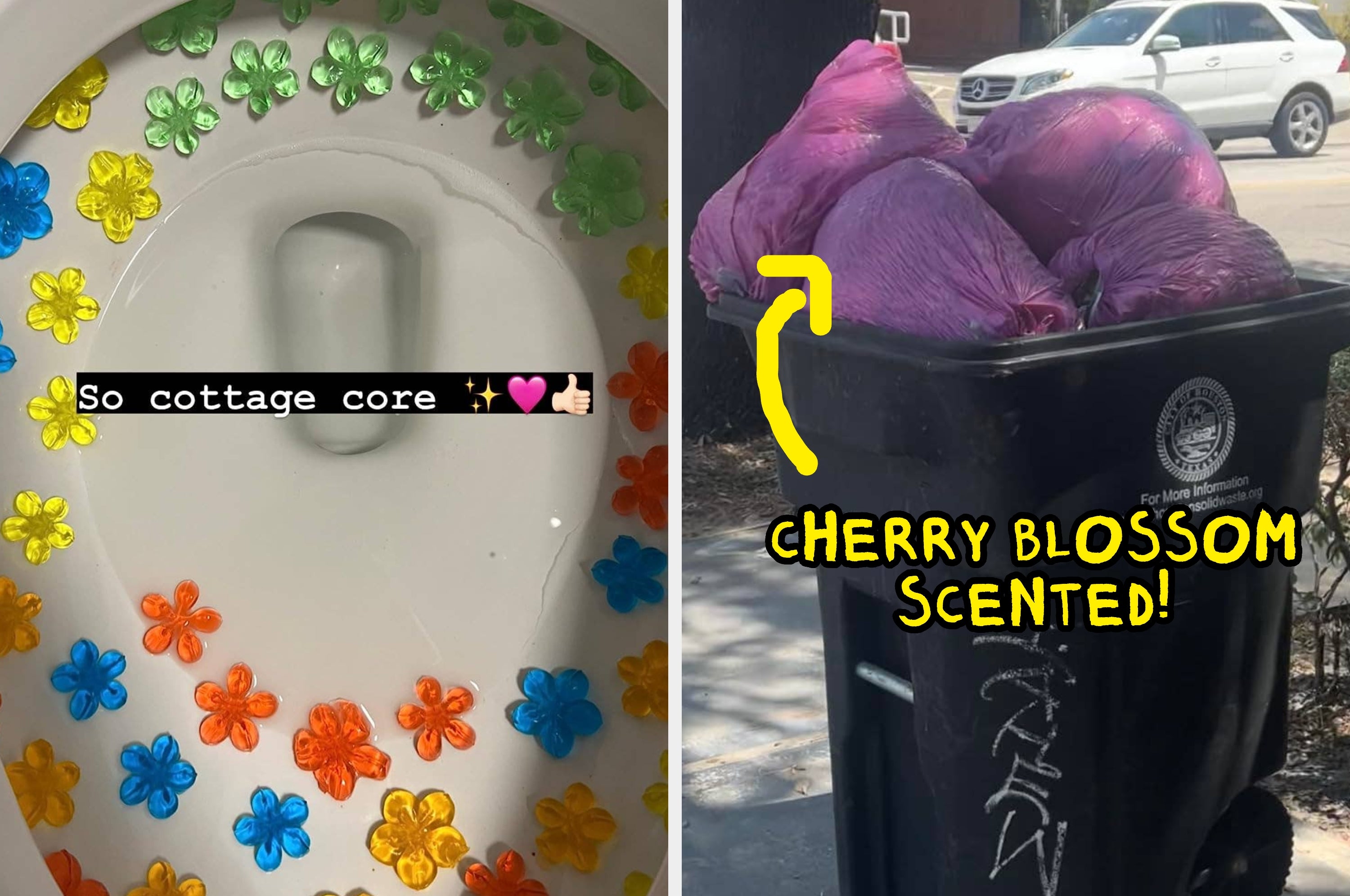 Left: Cleaning a dirty sink drain with a steam cleaner. Right: Black rolling shopping cart with foldable wheels for stairs
