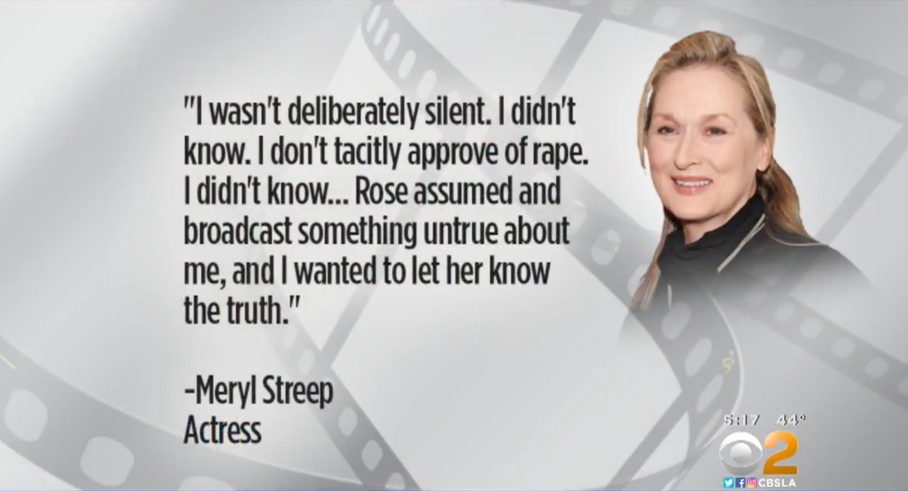 Meryl Streep's statement in response to Rose McGowan, clarifying her stance regarding Harvey Weinstein's crimes