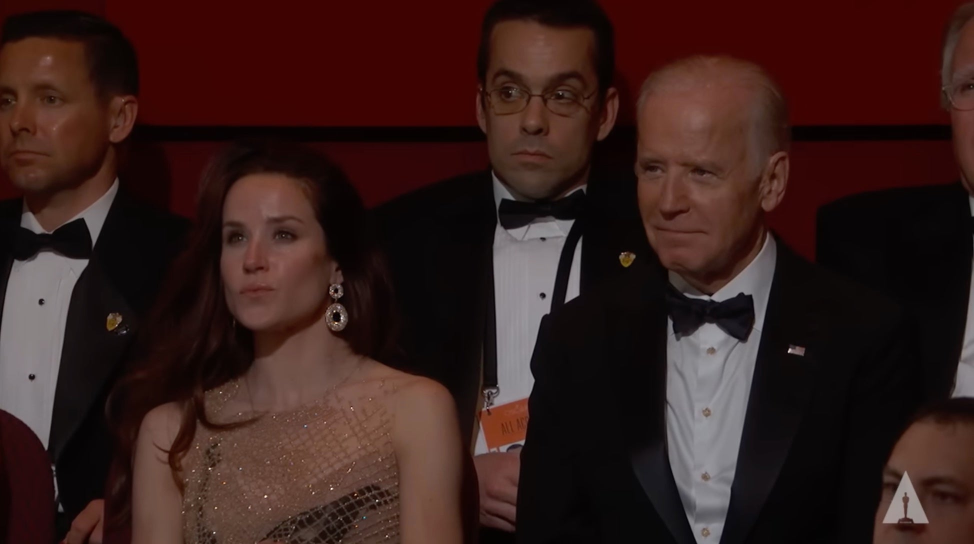 Joe Biden sits next to his daughter Ashley Biden at the 2016 Oscars