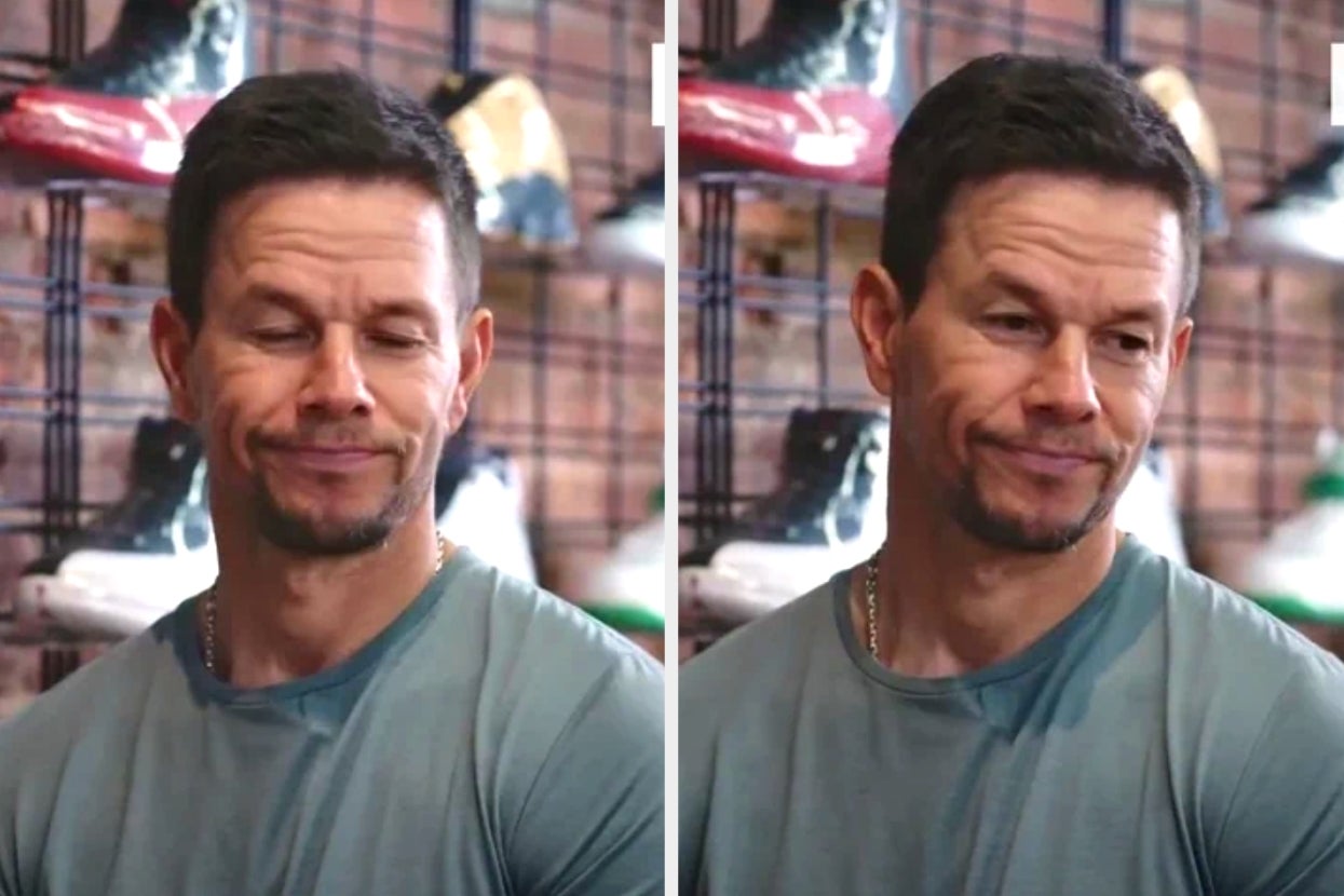 Man in a casual T-shirt making a playful, unimpressed expression