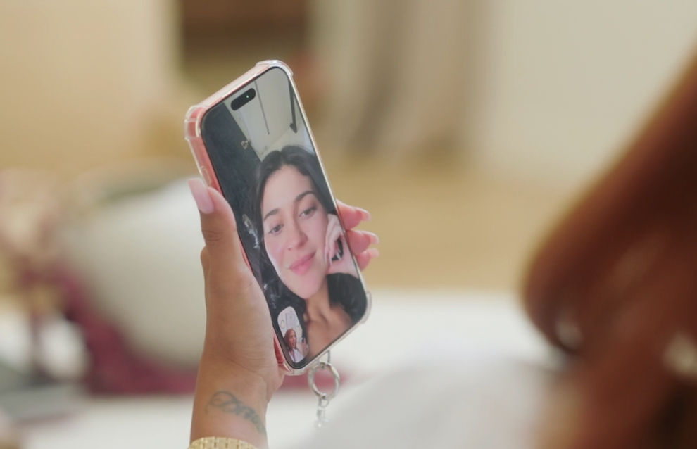 Kylie on FaceTime to Yris in a reality TV scene