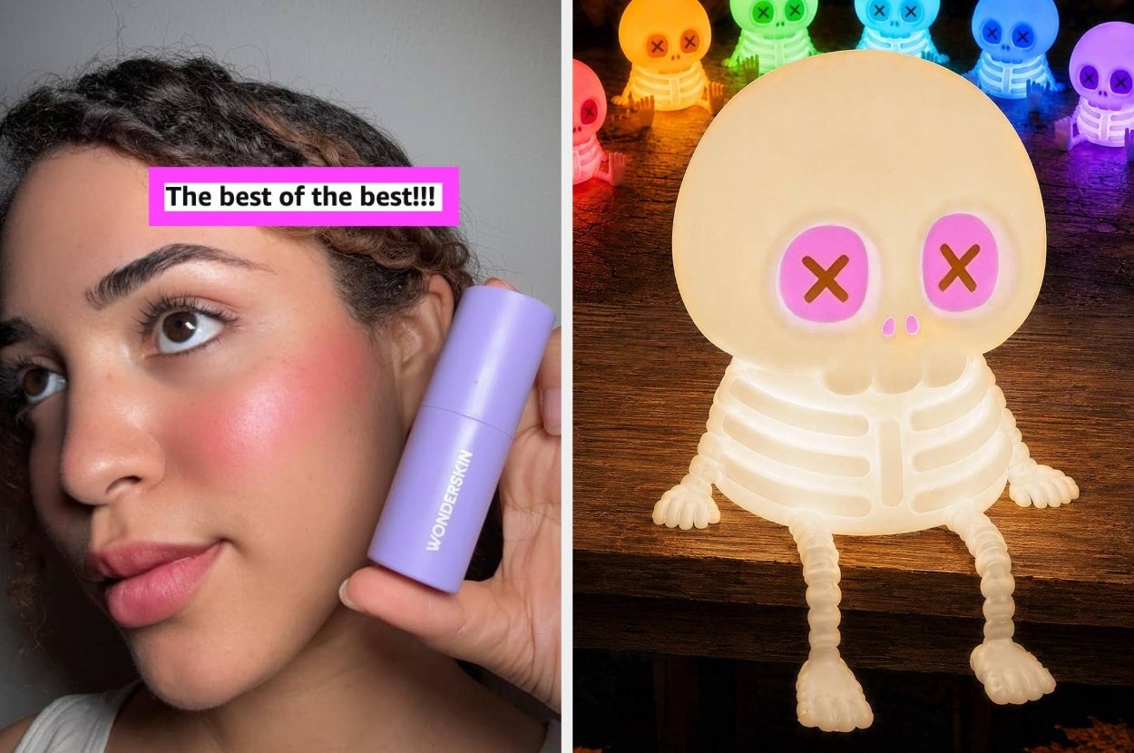 A person holds a product labeled "UNSEEN" with glowing skeleton figures in the background, used in a shopping article