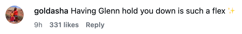 Comment saying, "goldasha: Having Glenn hold you down is such a flex ✨" with 331 likes