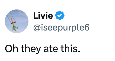 Tweet by Livie: "Oh they ate this."