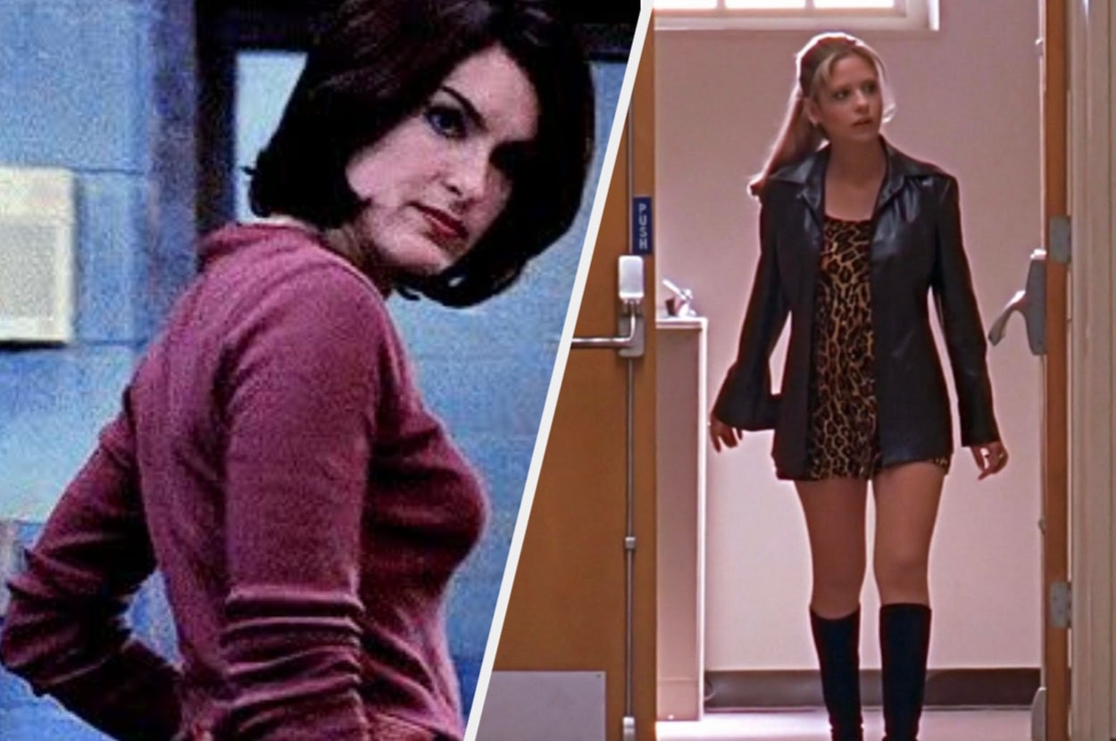 Two scenes show women indoors; one in a casual sweater, another in a leather coat and leopard dress, knee-high boots, both with confident expressions