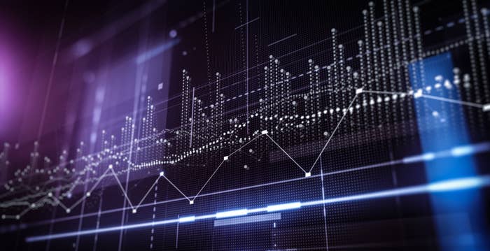 Abstract digital graph with lines and points, suggesting data analysis or financial information visualization