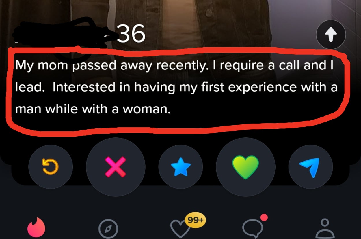 A man in a dark jacket is taking a mirror selfie. Text reveals he seeks a call to guide him in a relationship experience after his mother's passing